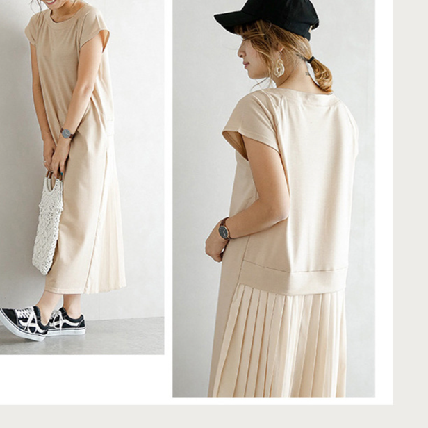 アクセサリーと合わせたTシャツワンピースコーデ