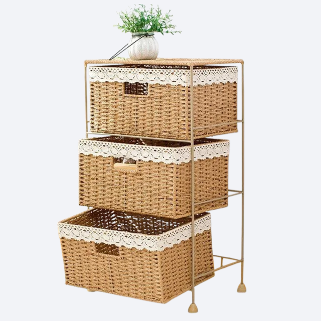 家庭用カバー付き編み収納ボックス