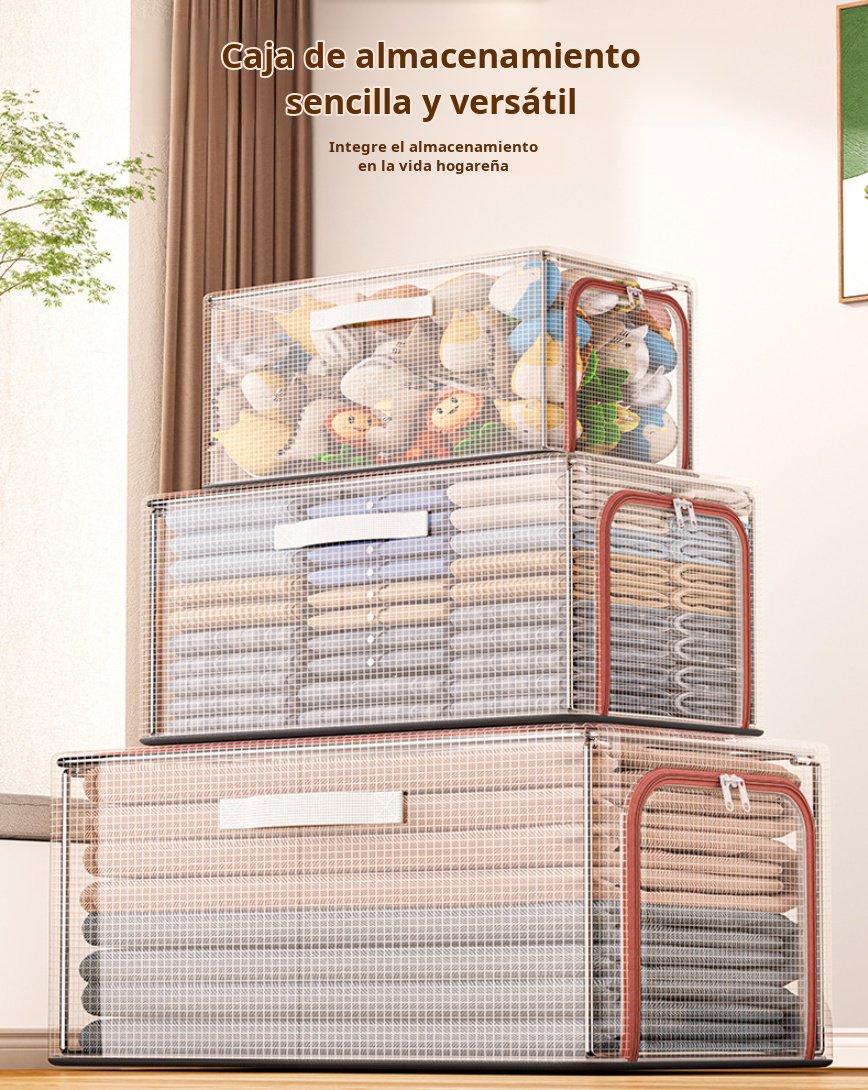 Caja de almacenamiento de ropa de malla de PVC transparente vista general