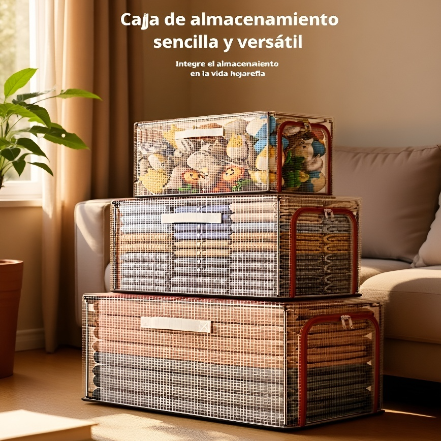  Caja de almacenamiento de ropa de PVC transparente, gran capacidad y material reforzado