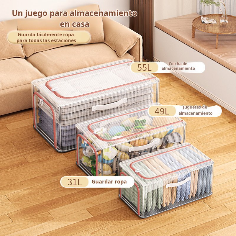 Nueva caja de almacenamiento de ropa de malla de PVC transparente, caja de almacenamiento de ropa pa