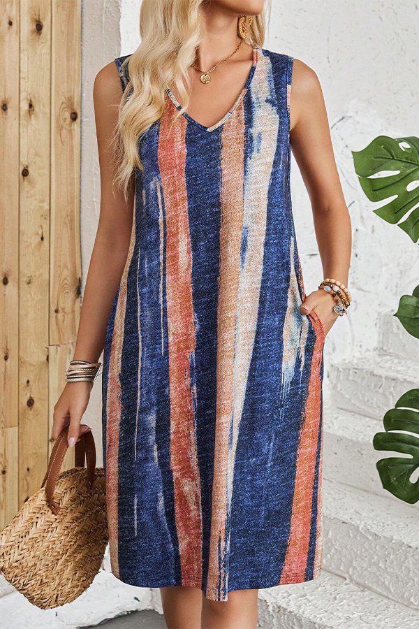 Color-blocked Sleeveless Dress for Summer