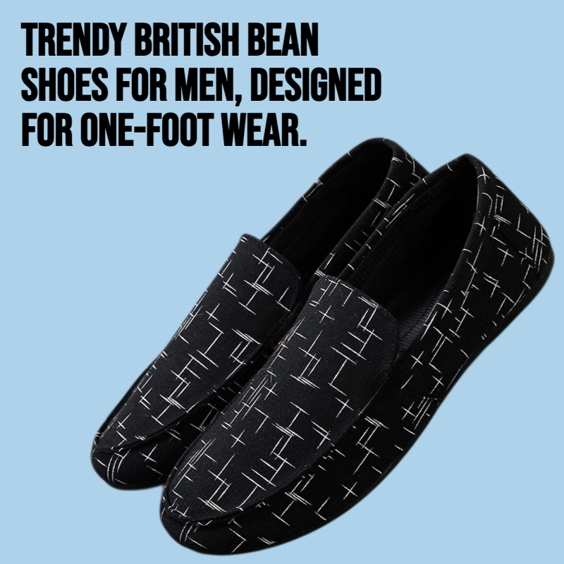 Trendy and personalized men wearing British bean shoes with one foot