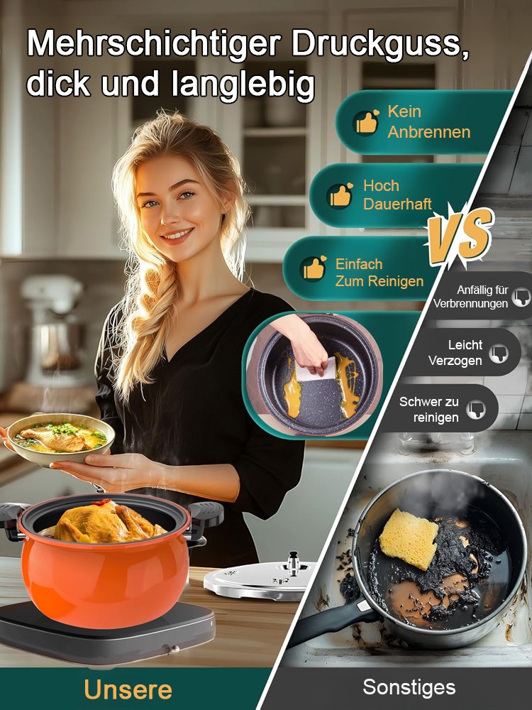 Schnellkochtopf mit großem Fassungsvermögen