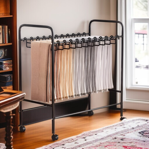 철예 바닥 바지 수납 선반 다기능 이동식 옷장 걸이 바지 스커트 바지 선반 수납 바지 선반