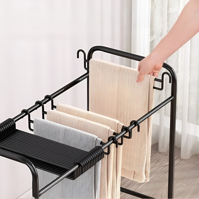 철예 바닥 바지 수납 선반 다기능 이동식 옷장 걸이 바지 스커트 바지 선반 수납 바지 선반