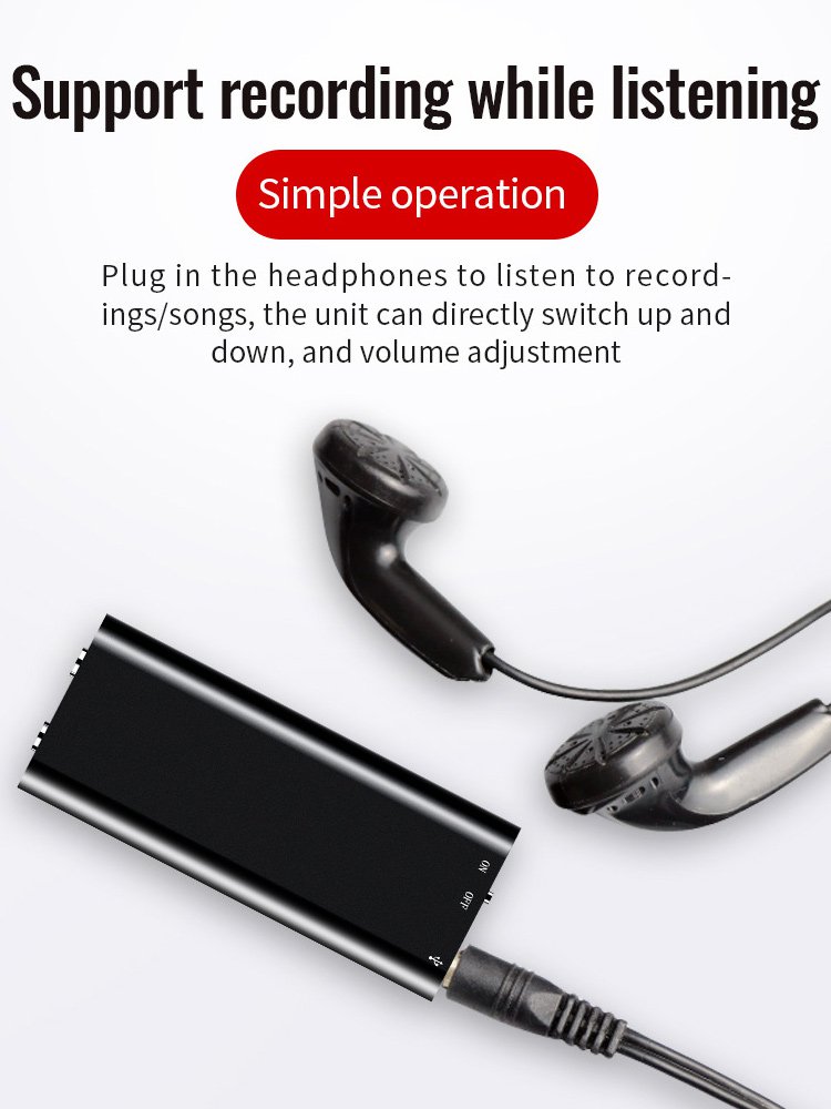 [300 hours of battery life] One-button hidden voice recorder