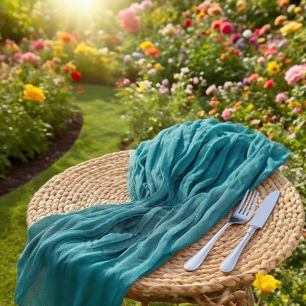 しわ加工布のテーブル旗を手に持つイメージ