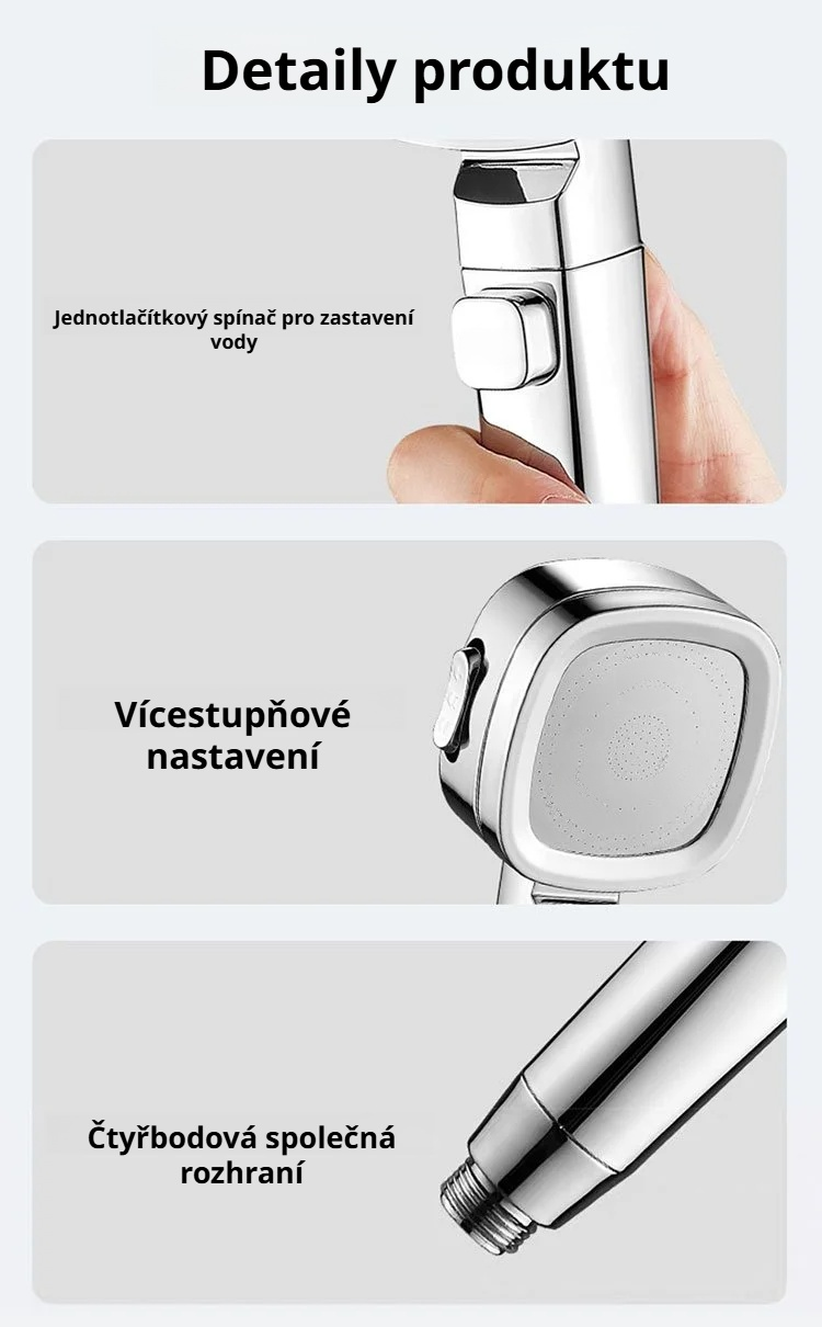 Sprchování s čtvercovou tlakovou sprchovou hlavicí