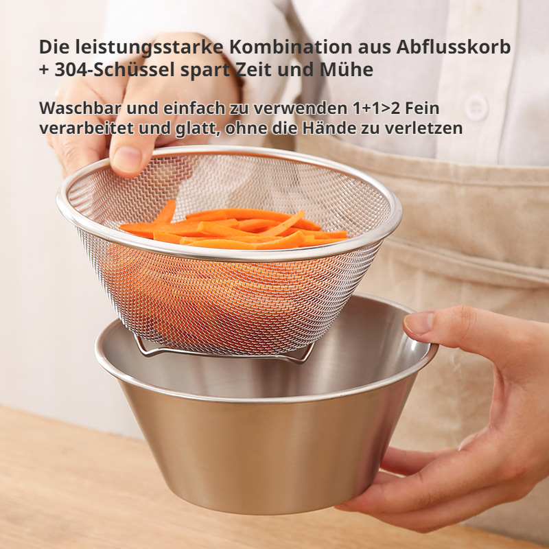 Mini 304 Edelstahl Abtropfschale Filter Obstkorb Abtropfkorb Essenszubereitungsschüssel Becken Reisw