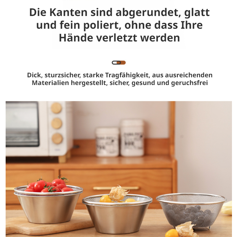 Mini 304 Edelstahl Abtropfschale Filter Obstkorb Abtropfkorb Essenszubereitungsschüssel Becken Reisw
