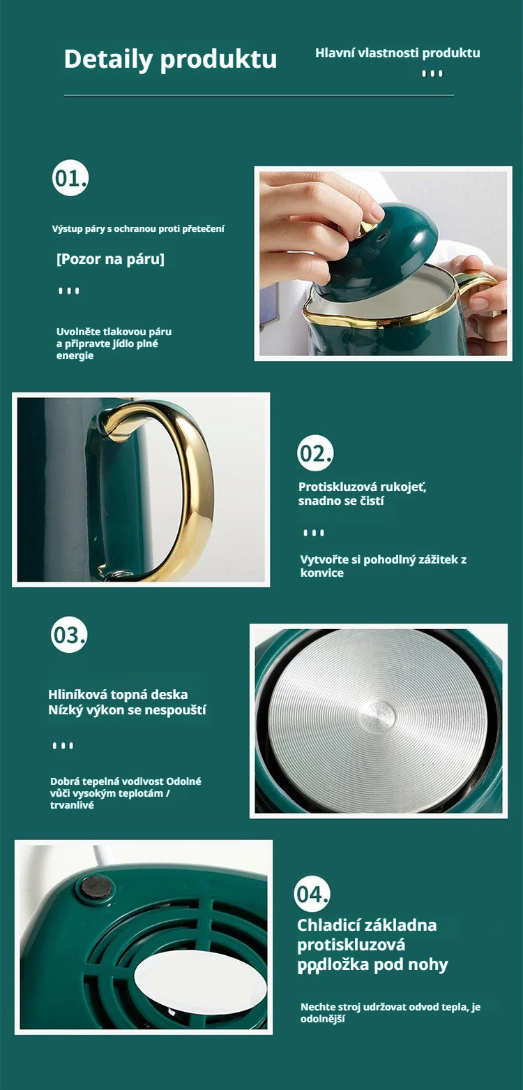 Hrnek na dušení vhodný do malé kuchyně nebo kanceláře