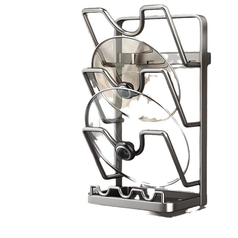 Wandmontiertes Topfdeckel- und Schneidebrettregal, stanzfrei