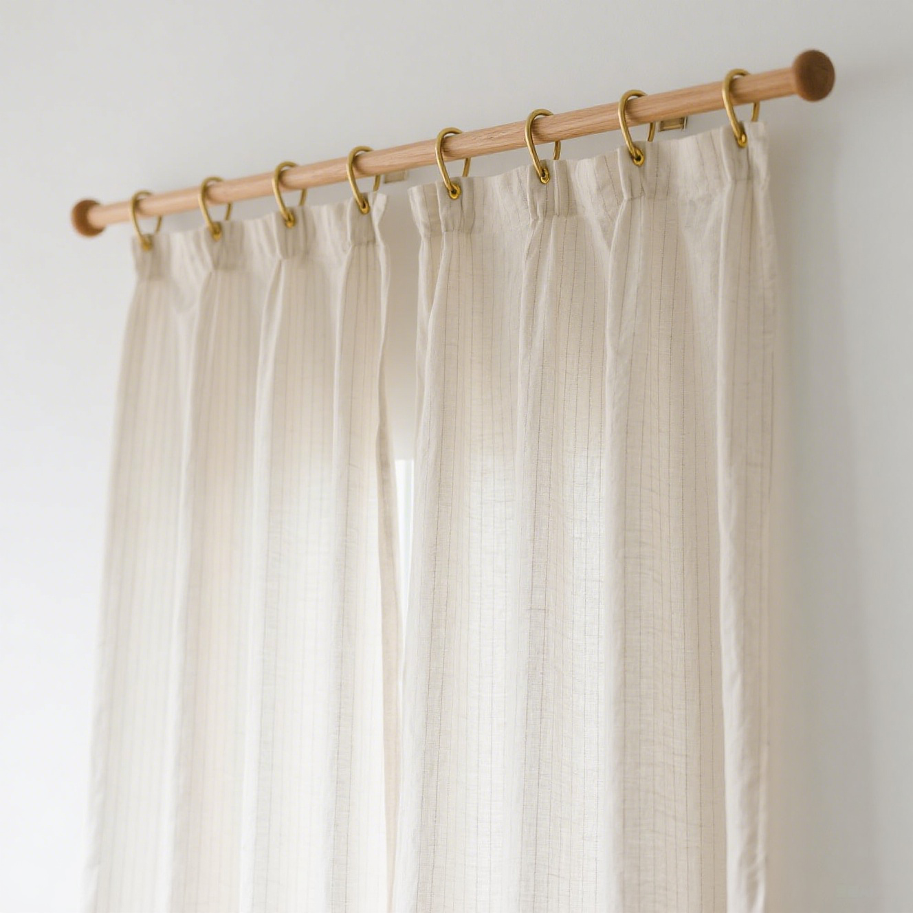 Silla de madera estilo japonés con lino vintage y acabado crema vista frontal