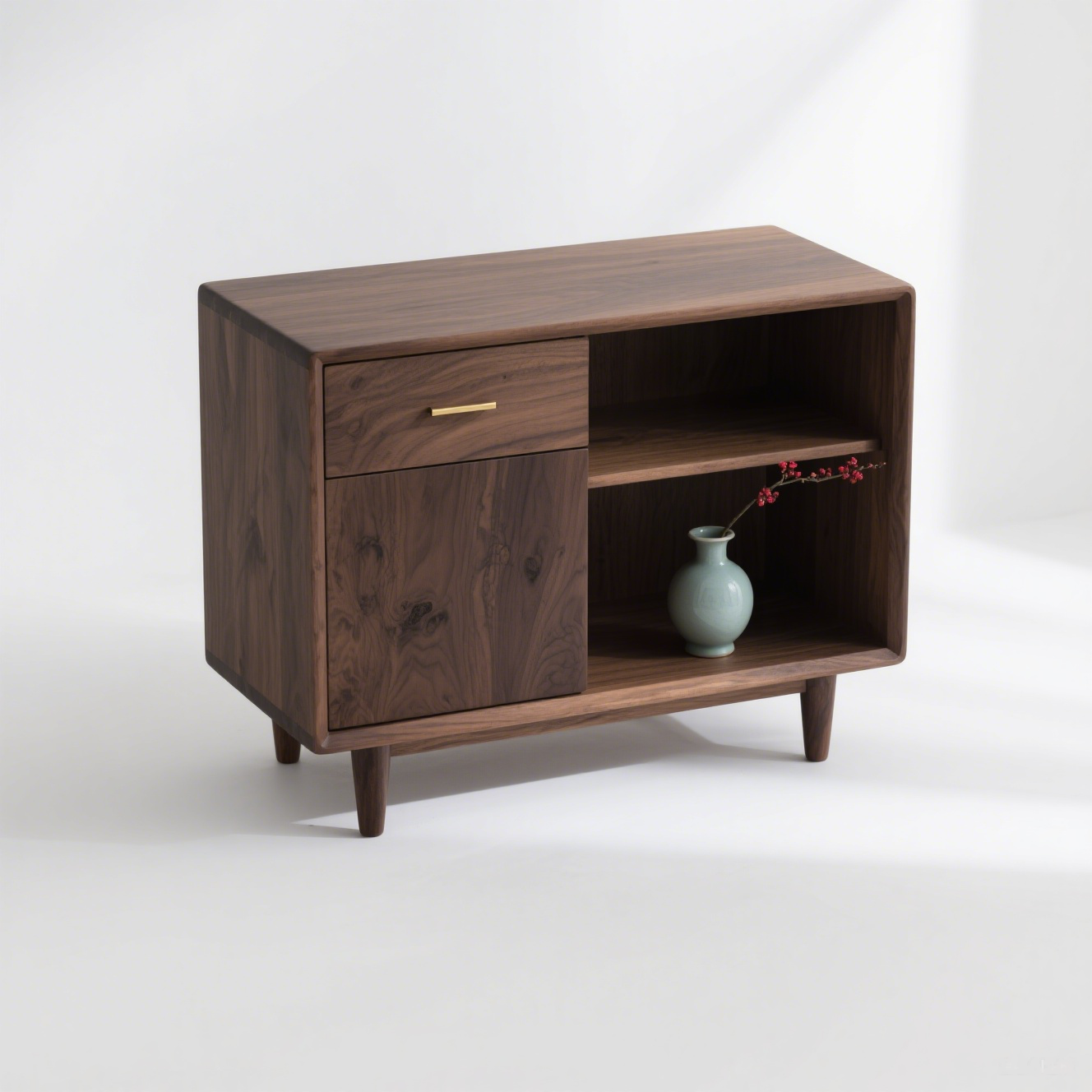 Mesita de noche de lujo moderno de madera maciza para dormitorio