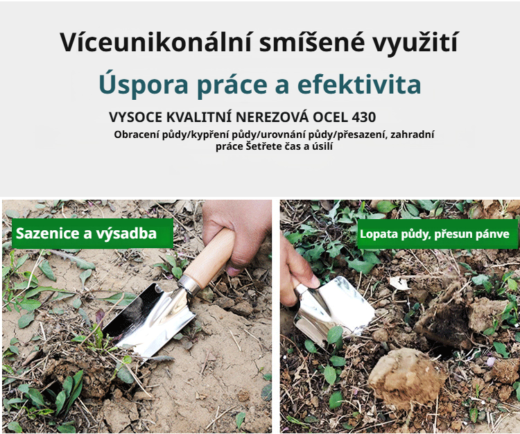 Detail ergonomických rukojetí zahradního nářadí