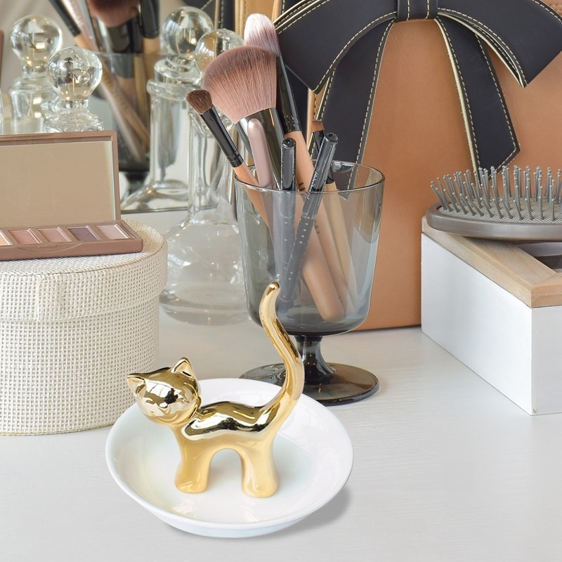 Ceramic curved cat craft ornaments