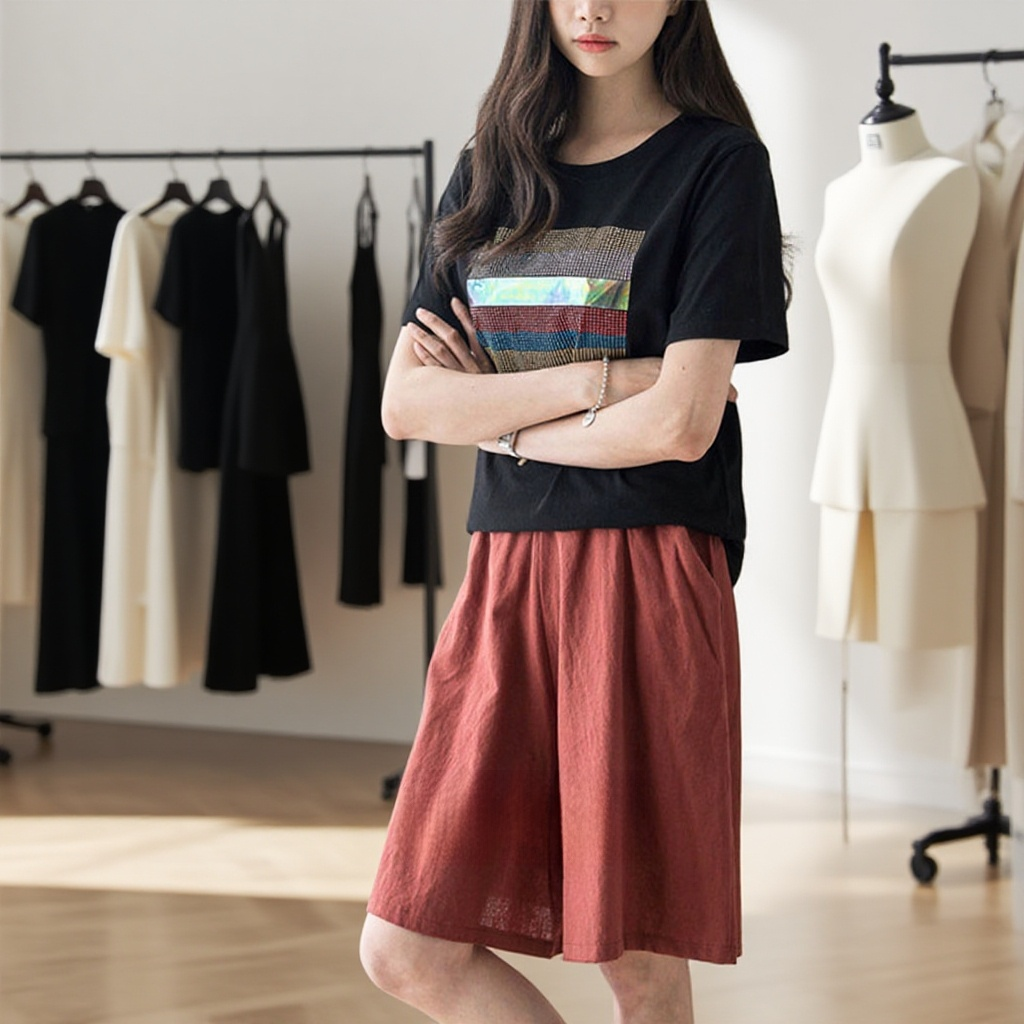 【綿麻ガウチョパンツ】綿麻ガウチョパンツ　夏を涼しく、快適に過ごす