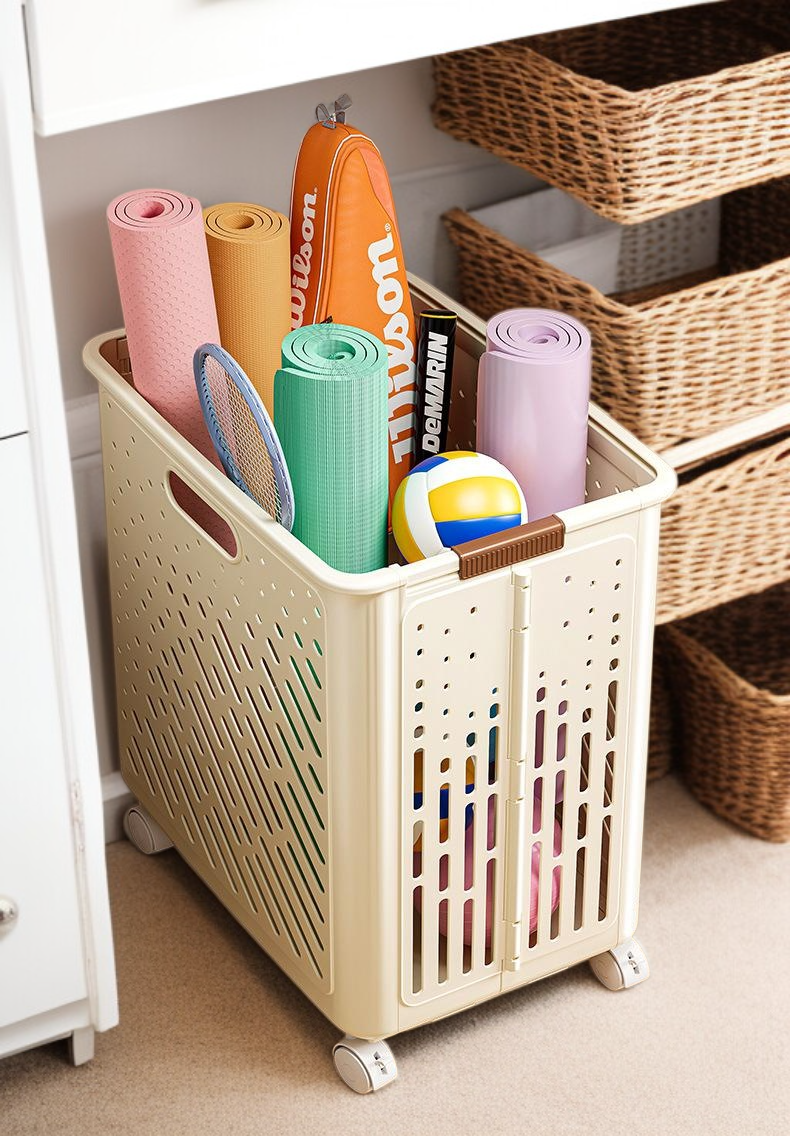 Easy-to-move sports equipment storage cart