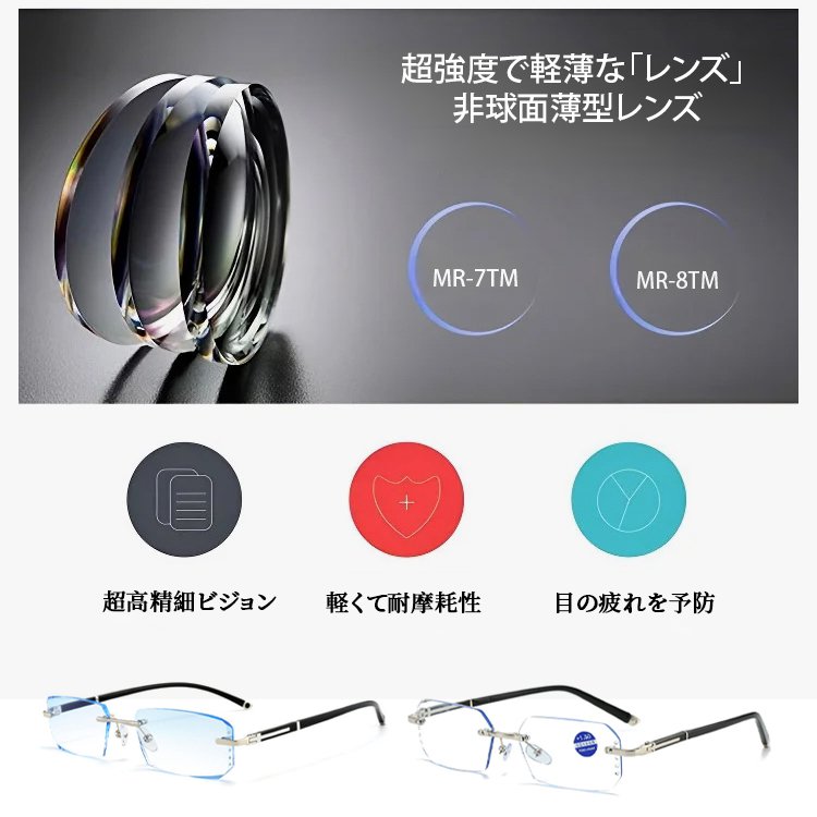 ダイヤモンドカットリムレス老眼鏡