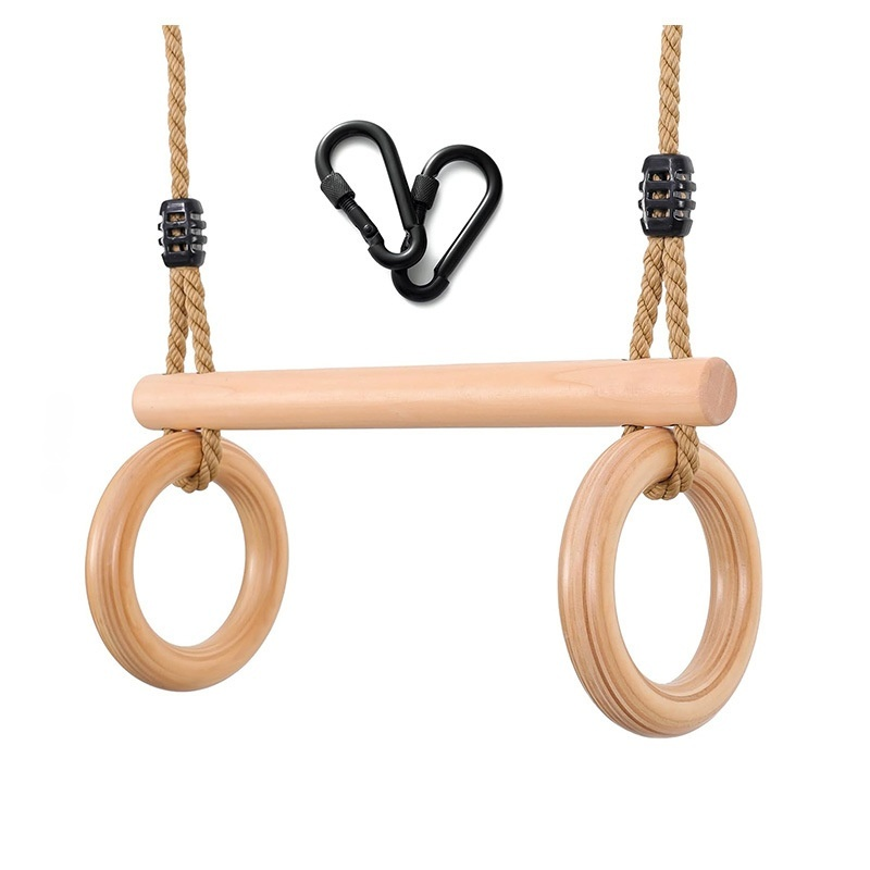Holzringe Kindertraining Kinder Heim Zugringe Indoor Fitness Klimmzüge Stretching Schaukelringe Ausr
