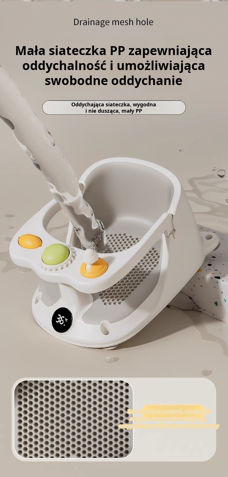 Siedzisko do kąpieli dla niemowląt – widok z góry