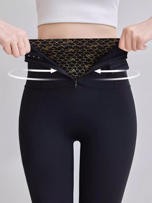 [보온+슬리밍+체형 보정] 하이웨스트 지퍼 코르셋 레깅스