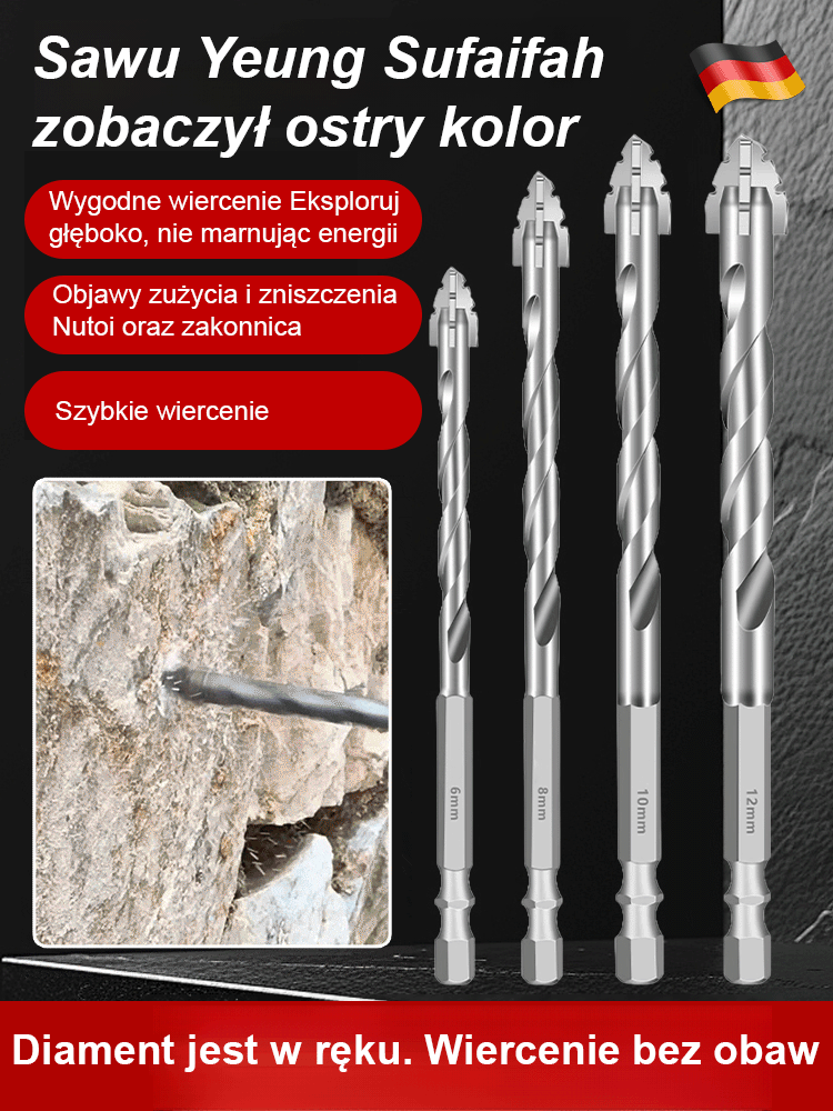 Czterokrawędziowe ząbkowane wiertło ceramiczne