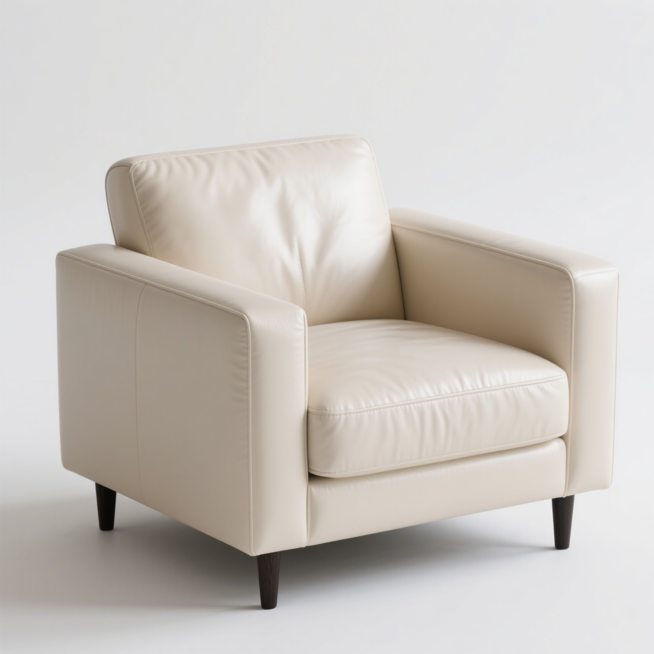 Einfaches Einzelsofa aus Leder und Stoff für kleine Wohnungen