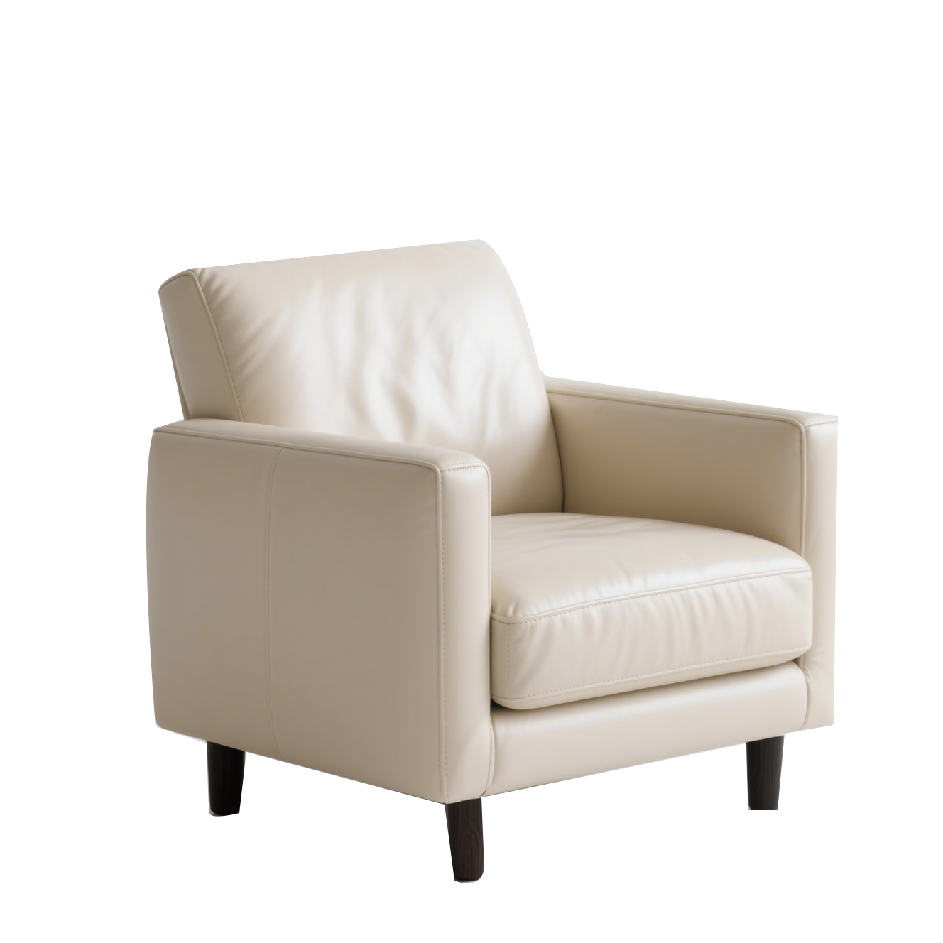 Einfaches Einzelsofa aus Leder und Stoff für kleine Wohnungen