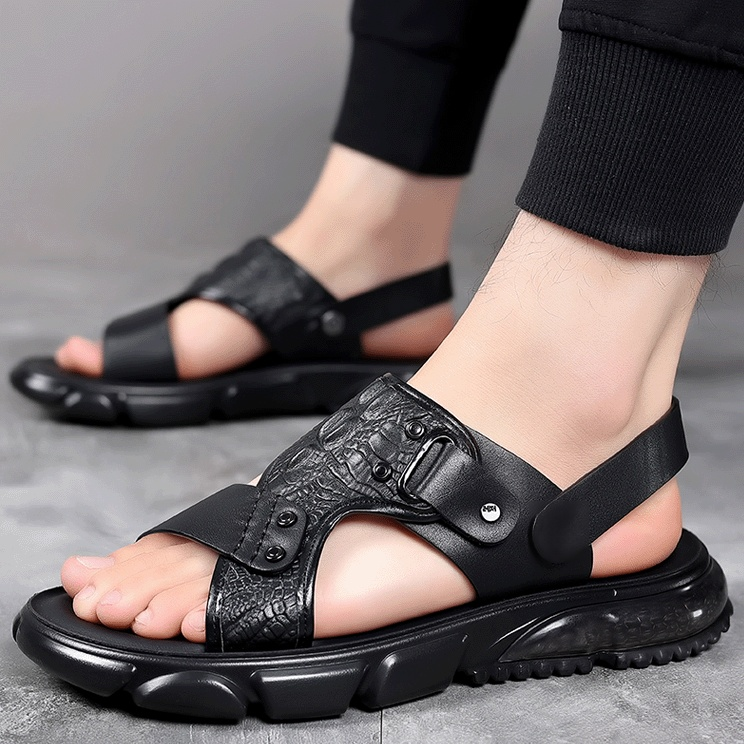 패션 악어 가죽 캐주얼 남성 샌들