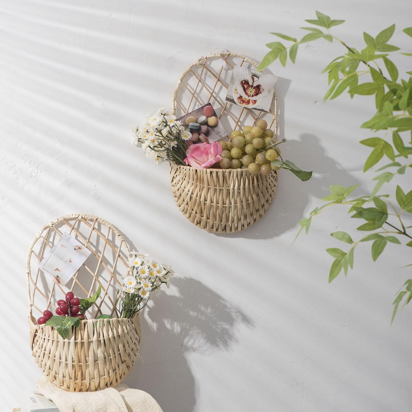 Handmade willow flower basket imitation rattan storage rack hanging rattan flower pot home gardening