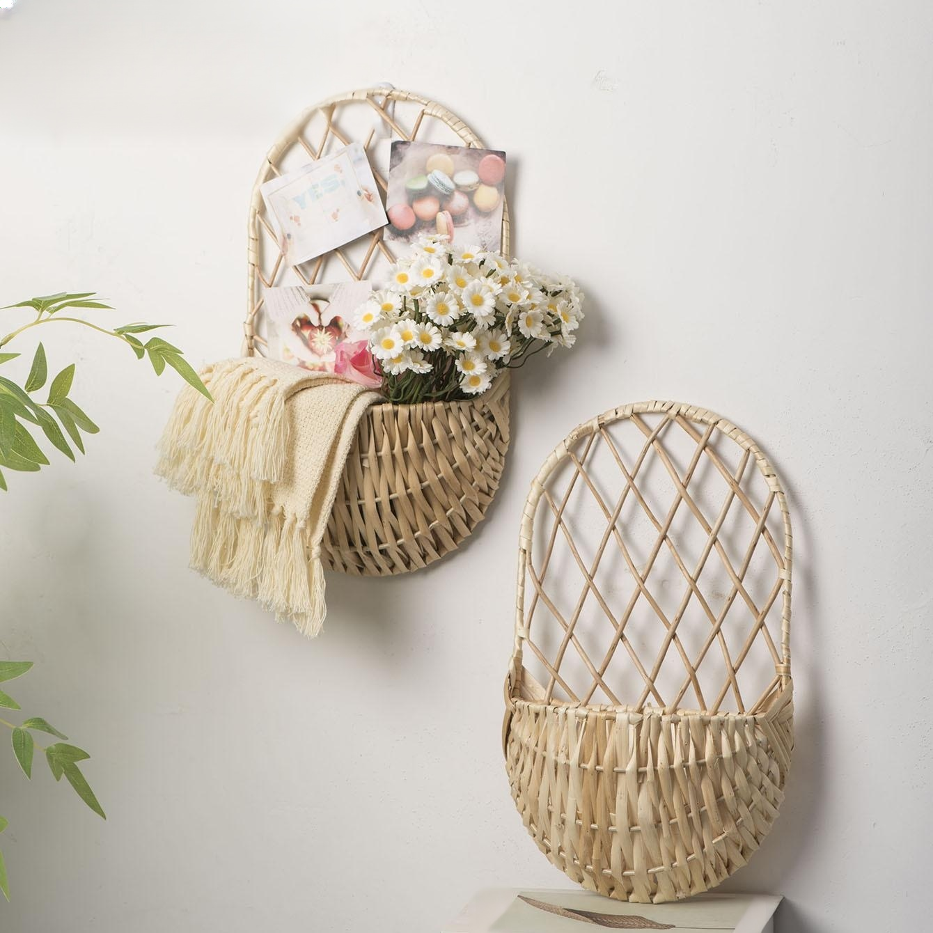 Handmade willow flower basket imitation rattan storage rack hanging rattan flower pot home gardening