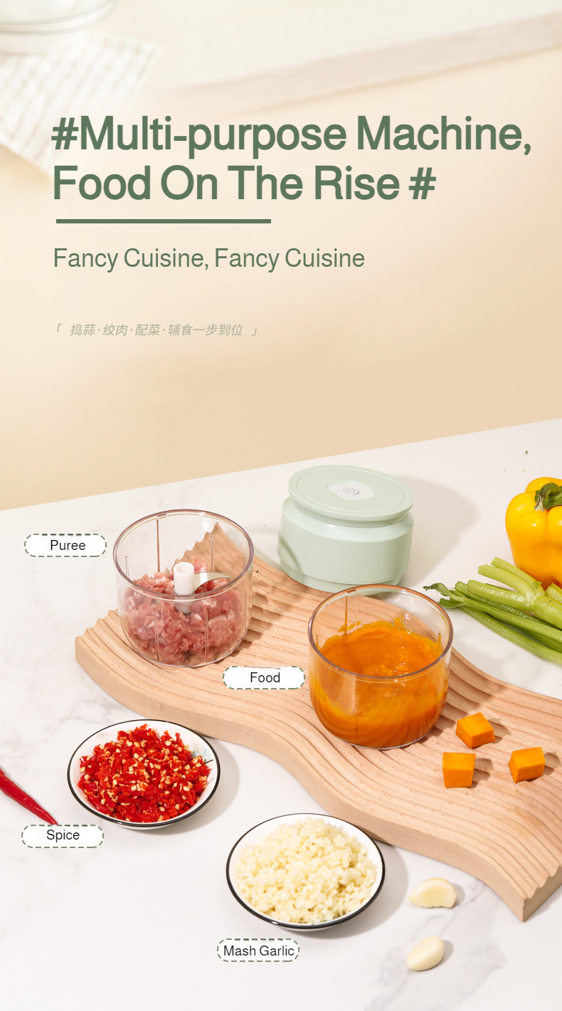 Electric garlic crusher with transparent bowl