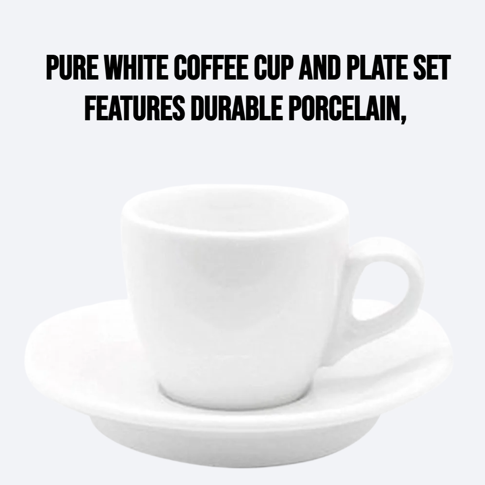 Pure white coffee cup and plate set