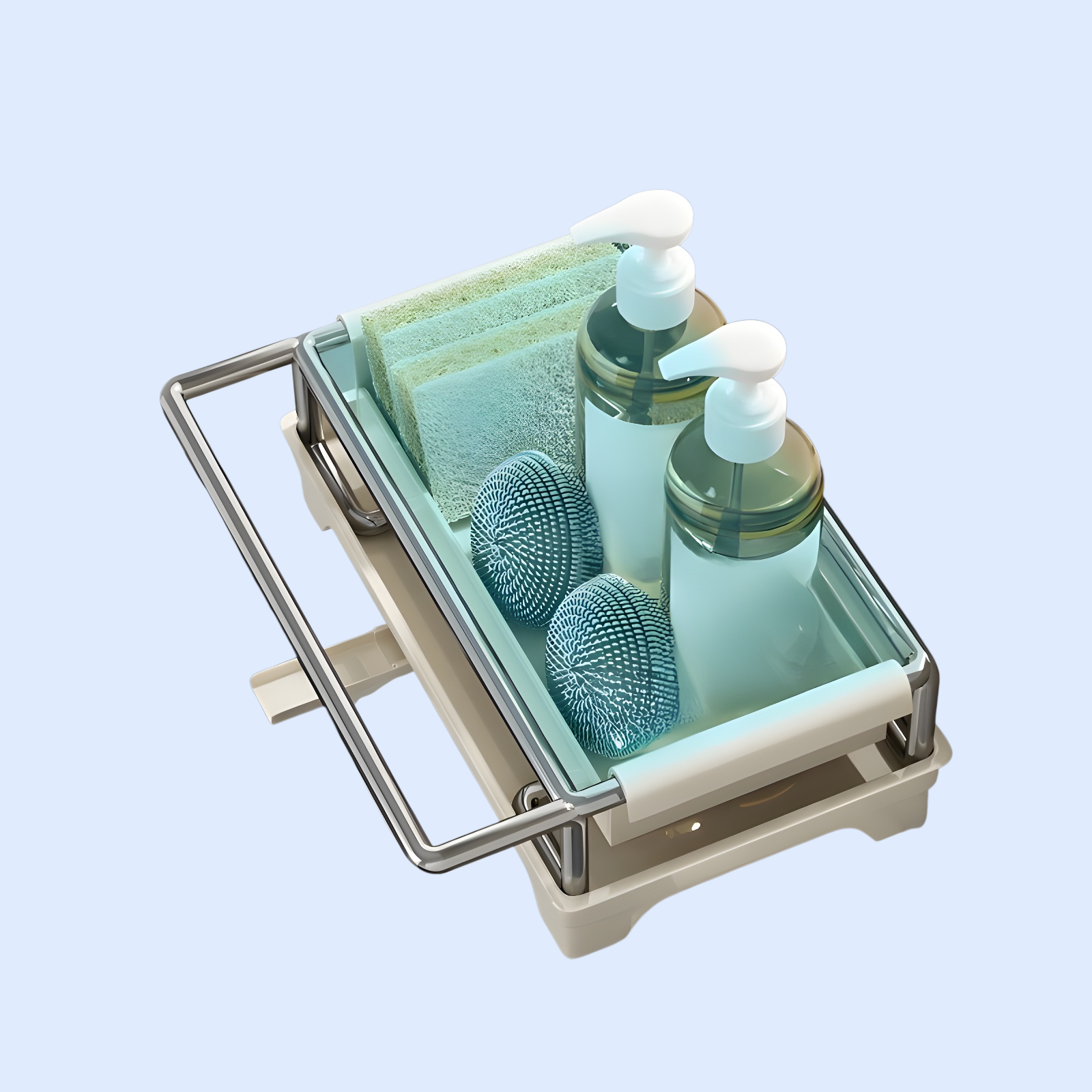 ステンレス製キッチン収納、排水ラック、雑巾置き、蛇口、野菜シンク、食器洗いシンク、備品収納、工芸品