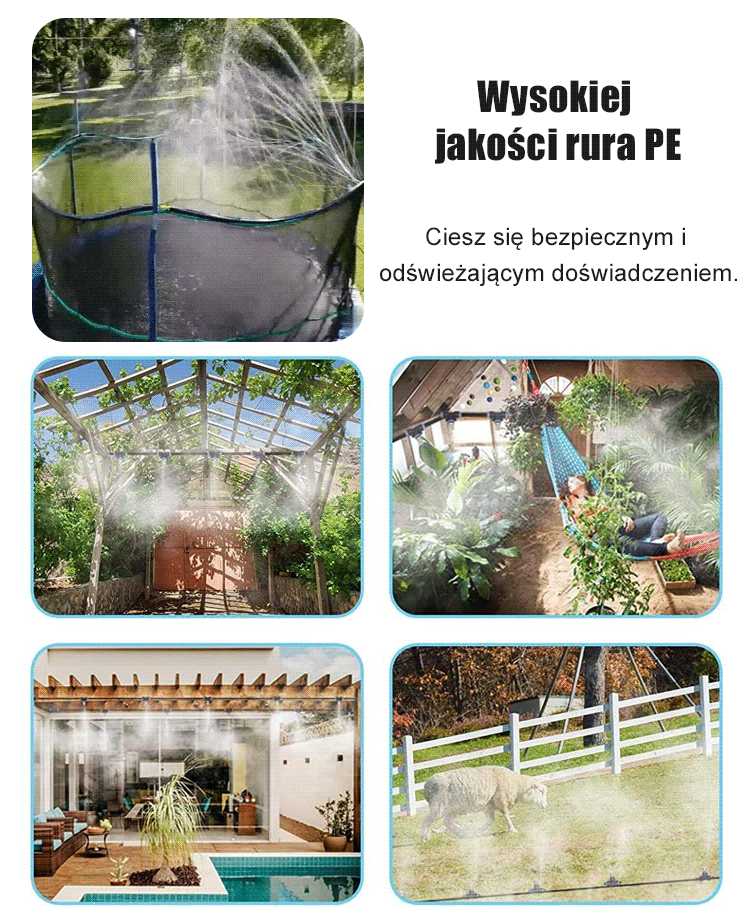 Zestaw niskociśnieniowych dysz chłodzących  do użytku na zewnątrz