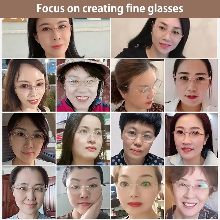 Diamond-cut frameless blue light blocking reading glasses