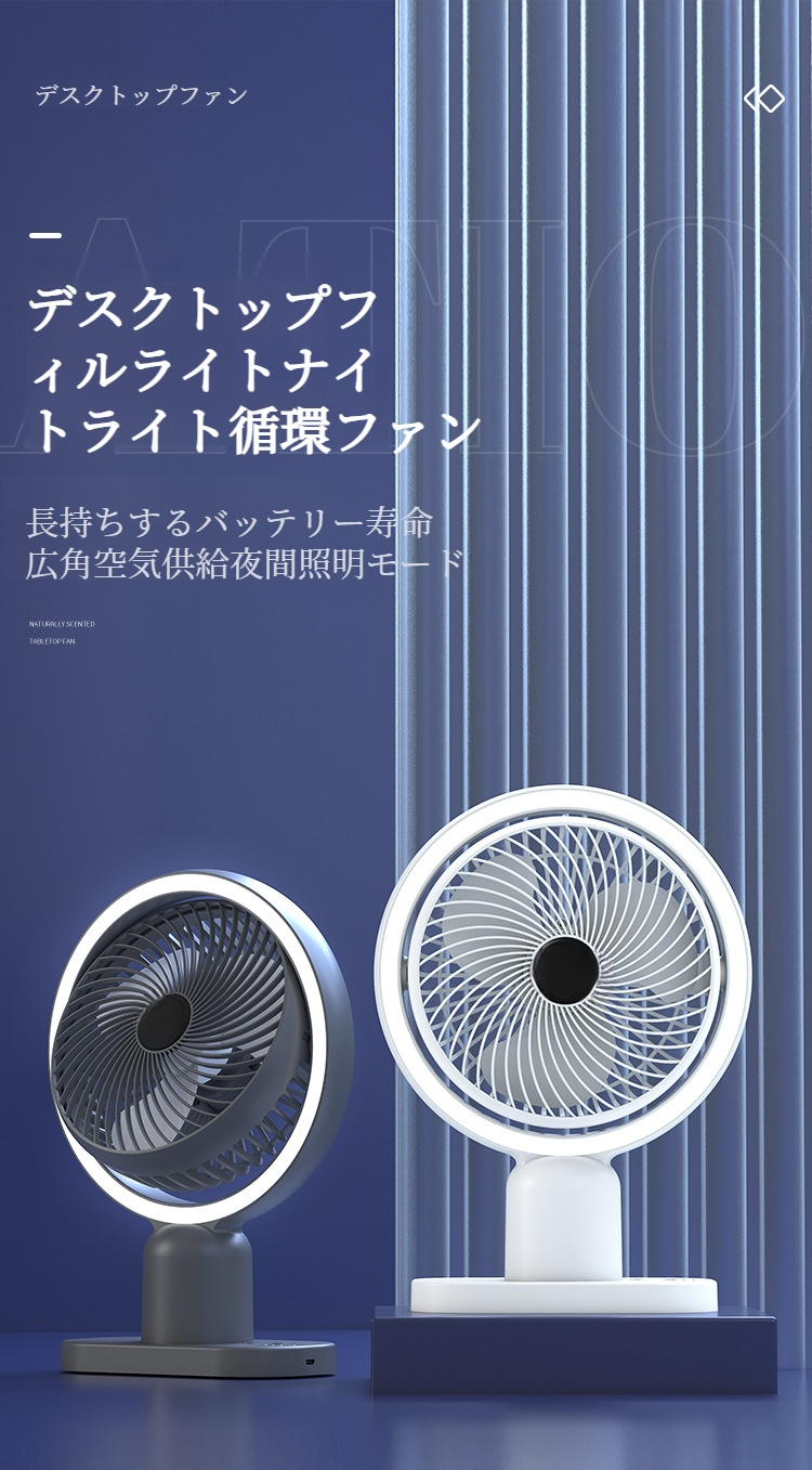 ミニ小型扇風機をデスクに置いた様子