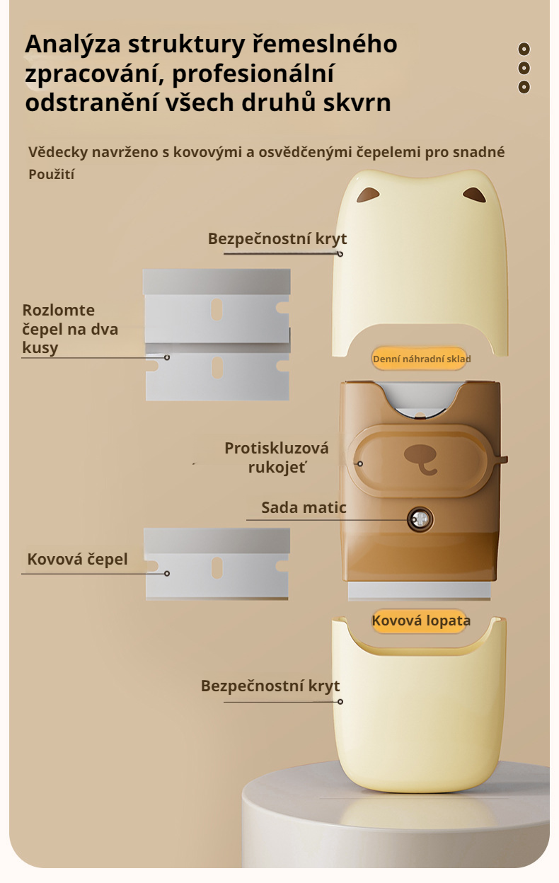 Odolný materiál multifunkční škrabky