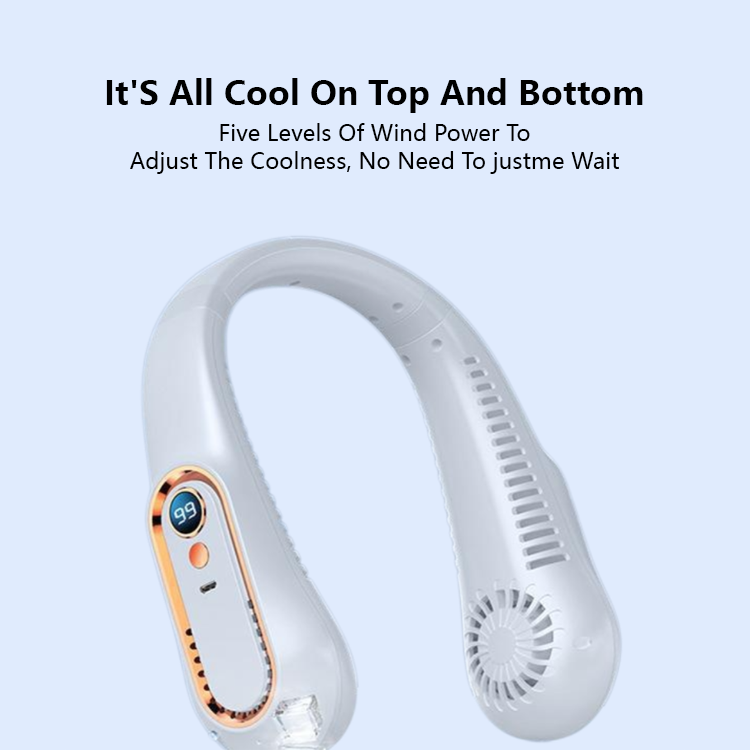 Usb Rechargeable Fan Four Directions Cool Through Whole Body Behind Neck
