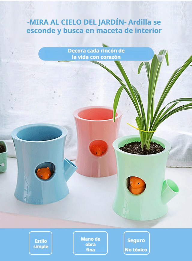 Maceta de autorriego con diseño de dibujos animados