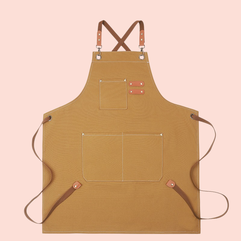 앞치마 캔버스 주방 방수 앞치마 작업 앞치마 두껍고 내마모성 편안하고 통기성이 좋고 부드럽습니다