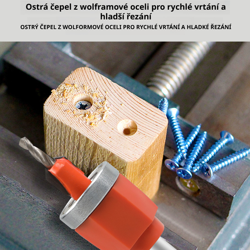 Sada zahlubovacích vrtáků, kleště a otvírač děr