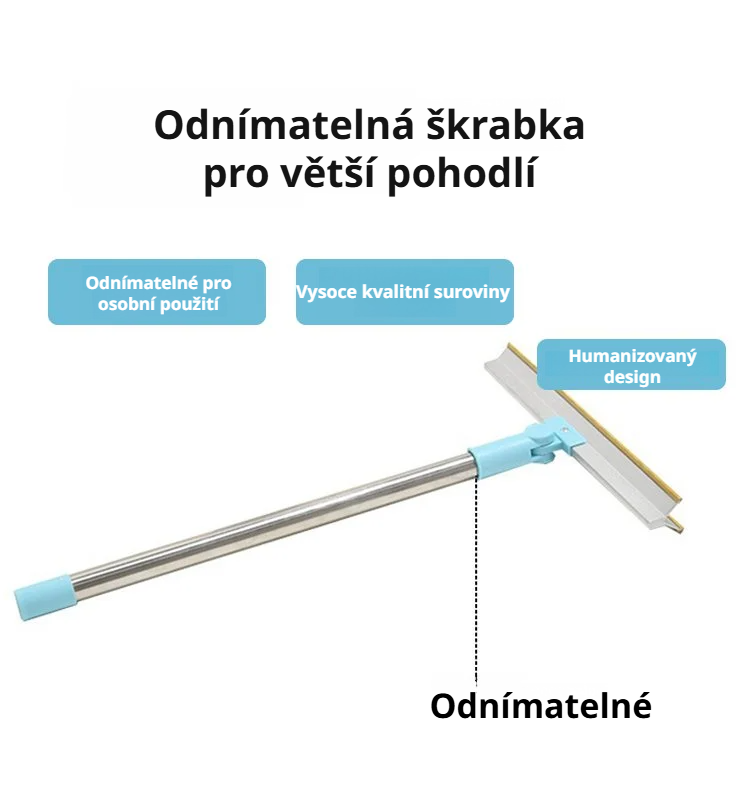 Nástroj na úklid koberců s teleskopickou tyčí