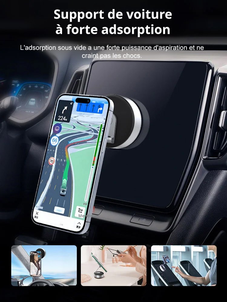 Support de téléphone magnétique pour voiture avec verrouillage coulissant