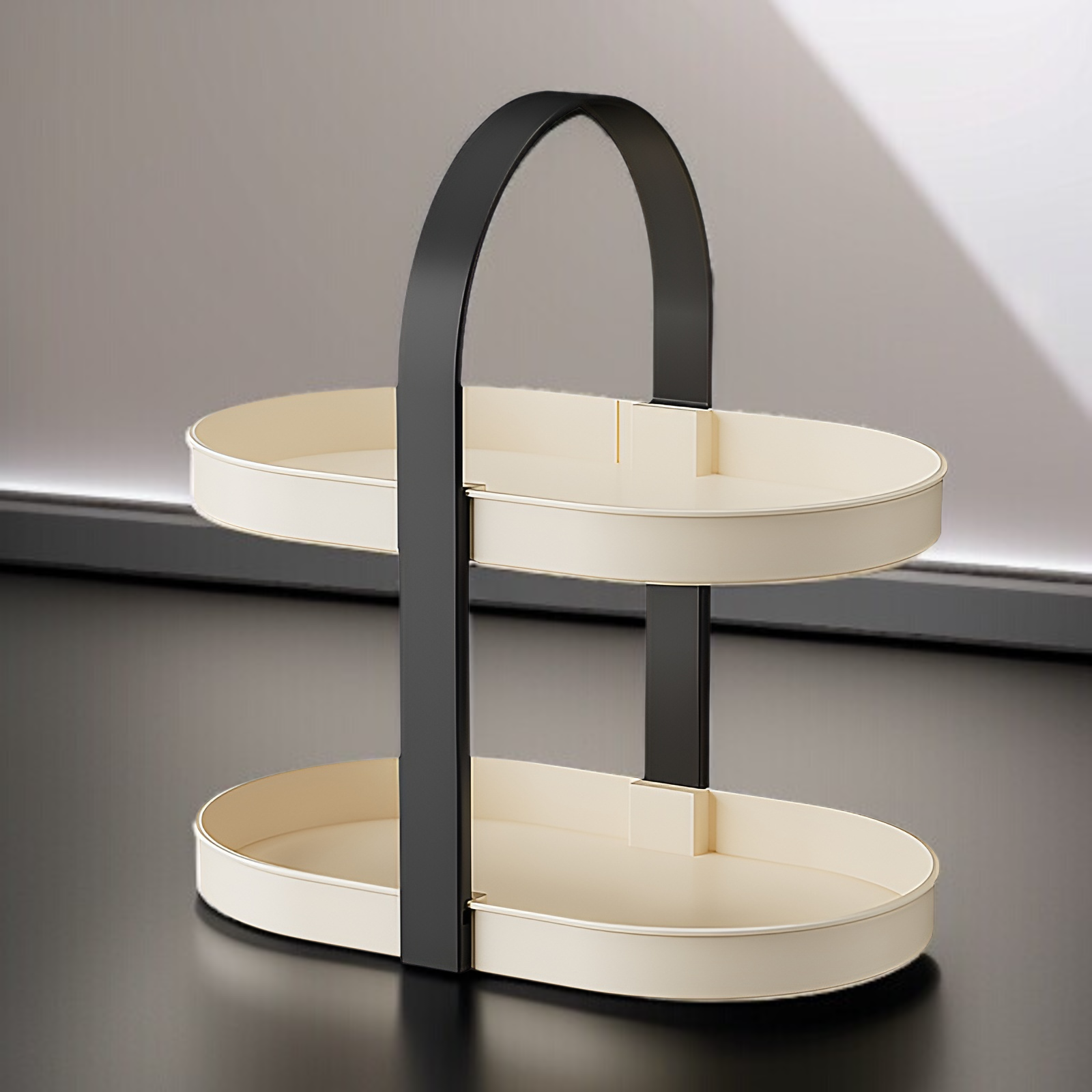Modern desktop tea cup holder closeup