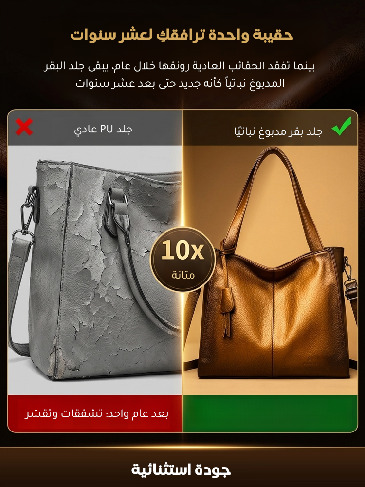 【بحرفية إيطالية من الطبقة الأولى】 حقيبة من جلد البقر المدبوغ نباتياً بمستوى التصاميم الراقية