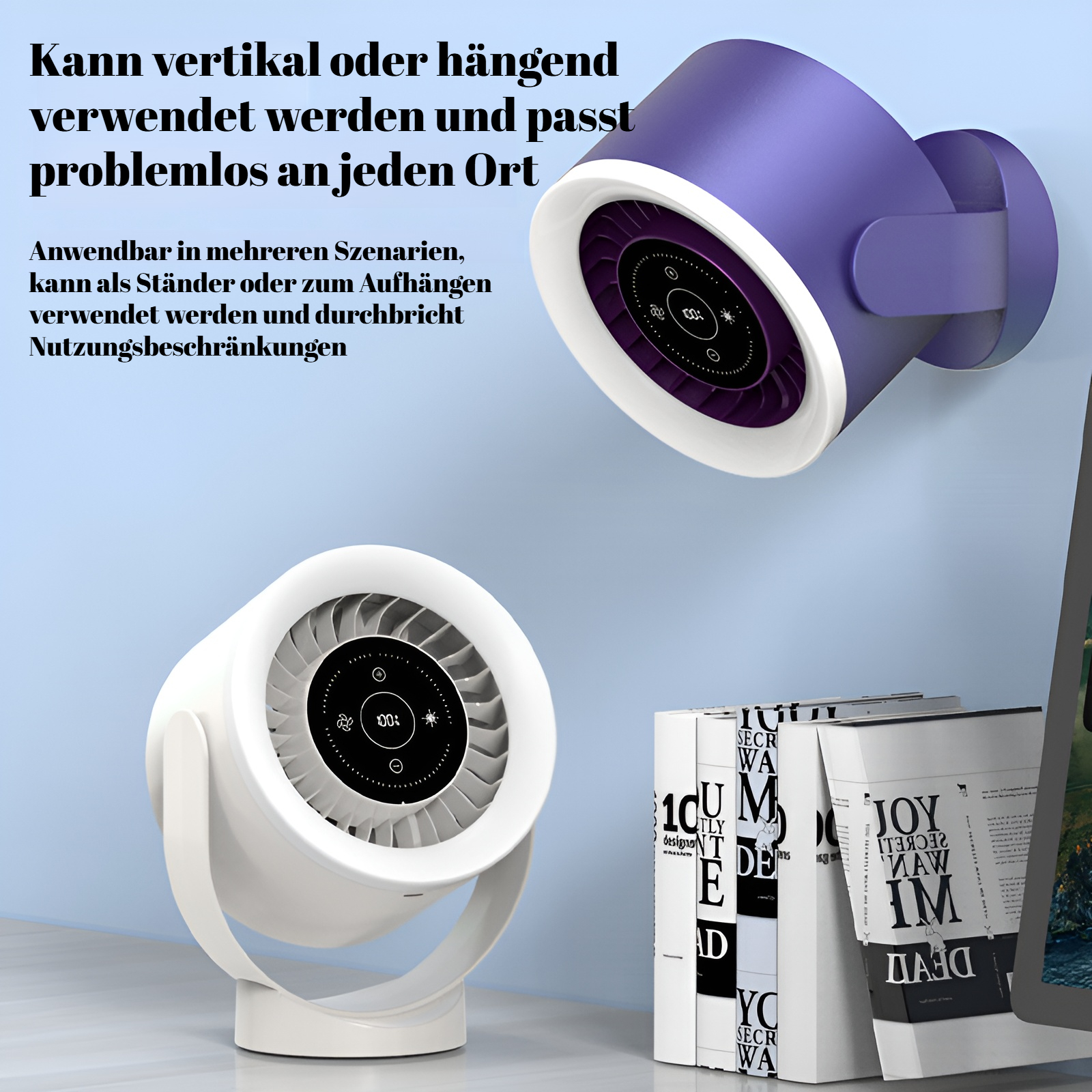 2025 neuer Desktop-Wandventilator mit Turbinen-Umwälzventilator, wiederaufladbarer Desktop-Ventilato