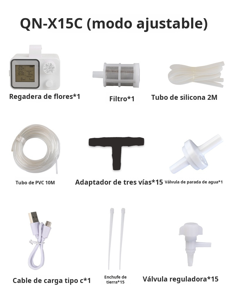 Vista general del dispositivo de riego inteligente con pantalla completa